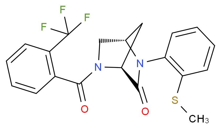 (1S*,4S*)-2-[2-(methylthio)phenyl]-5-[2-(trifluoromethyl)benzoyl]-2,5-diazabicyclo[2.2.1]heptan-3-one_分子结构_CAS_)