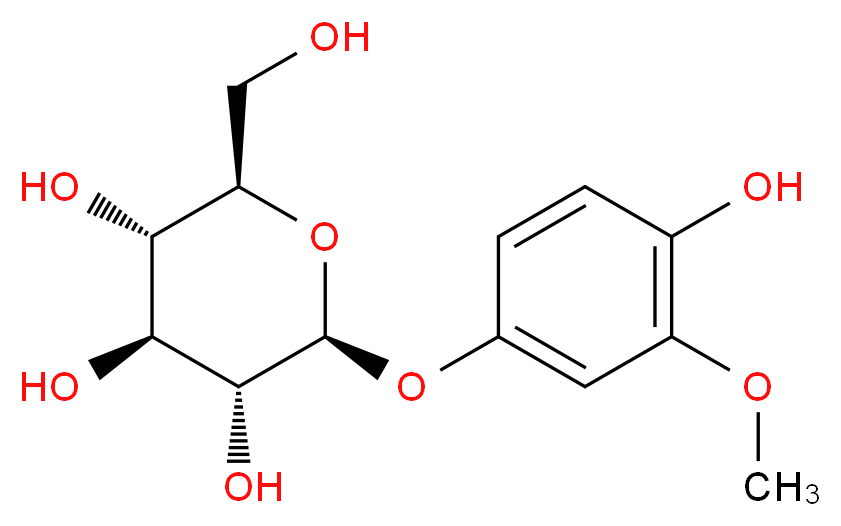 (2S,3R,4S,5S,6R)-2-(4-hydroxy-3-methoxyphenoxy)-6-(hydroxymethyl)oxane-3,4,5-triol_分子结构_CAS_109194-60-7