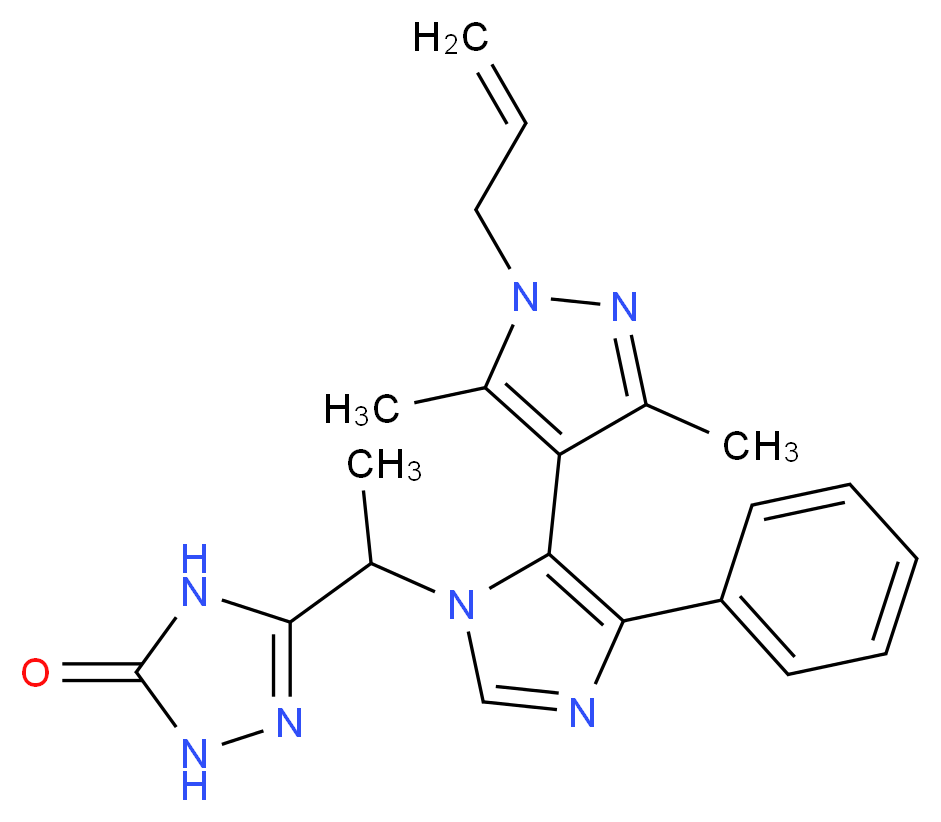 5-{1-[5-(1-allyl-3,5-dimethyl-1H-pyrazol-4-yl)-4-phenyl-1H-imidazol-1-yl]ethyl}-2,4-dihydro-3H-1,2,4-triazol-3-one_分子结构_CAS_)