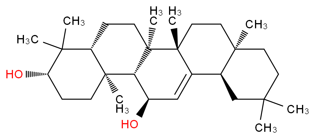 (3S,4aR,6aR,6bS,8aR,12aR,14R,14aR,14bS)-4,4,6a,6b,8a,11,11,14b-octamethyl-1,2,3,4,4a,5,6,6a,6b,7,8,8a,9,10,11,12,12a,14,14a,14b-icosahydropicene-3,14-diol_分子结构_CAS_5282-14-4