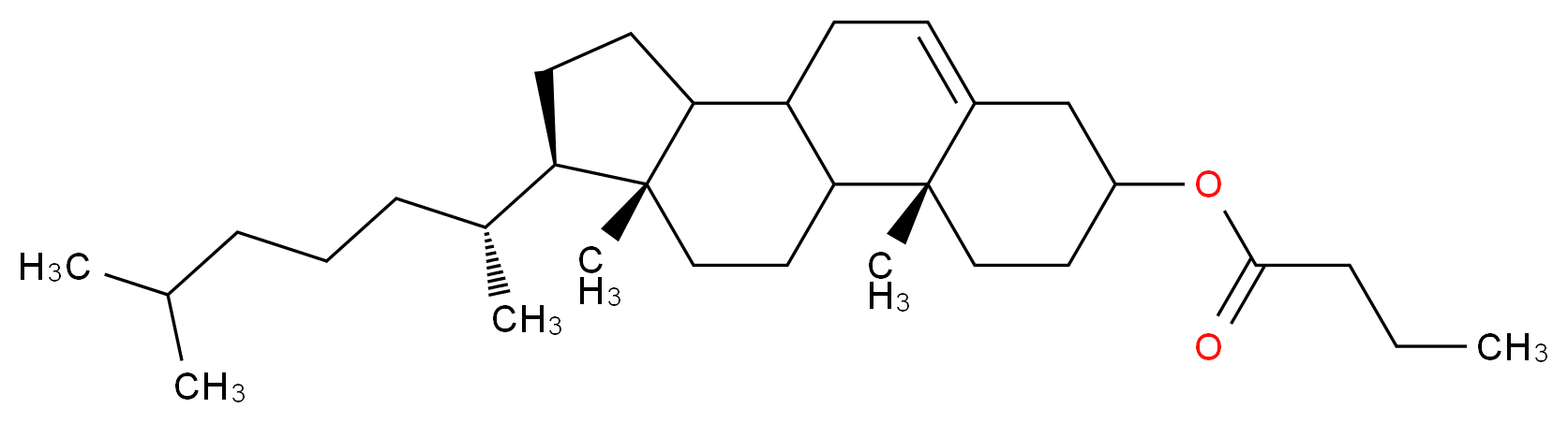 (2R,14R,15R)-2,15-dimethyl-14-[(2R)-6-methylheptan-2-yl]tetracyclo[8.7.0.0^{2,7}.0^{11,15}]heptadec-7-en-5-yl butanoate_分子结构_CAS_521-13-1