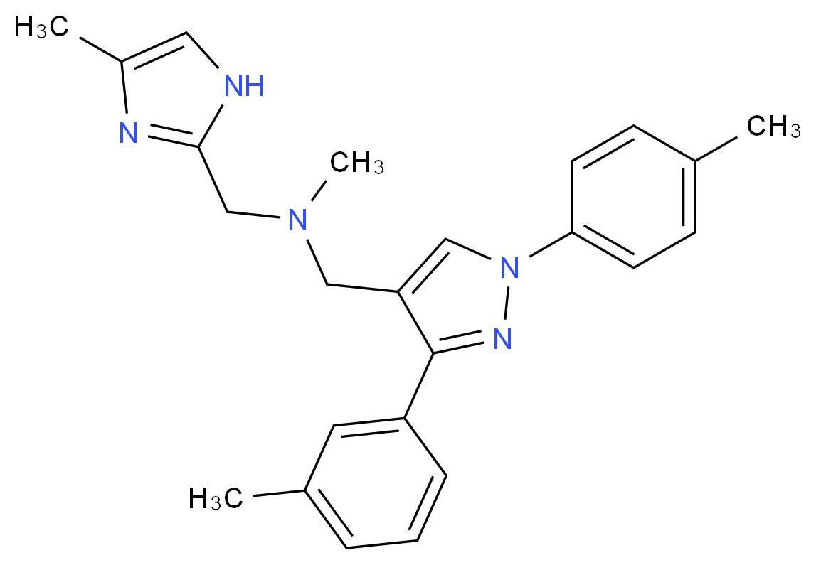 N-methyl-1-(4-methyl-1H-imidazol-2-yl)-N-{[3-(3-methylphenyl)-1-(4-methylphenyl)-1H-pyrazol-4-yl]methyl}methanamine_分子结构_CAS_)