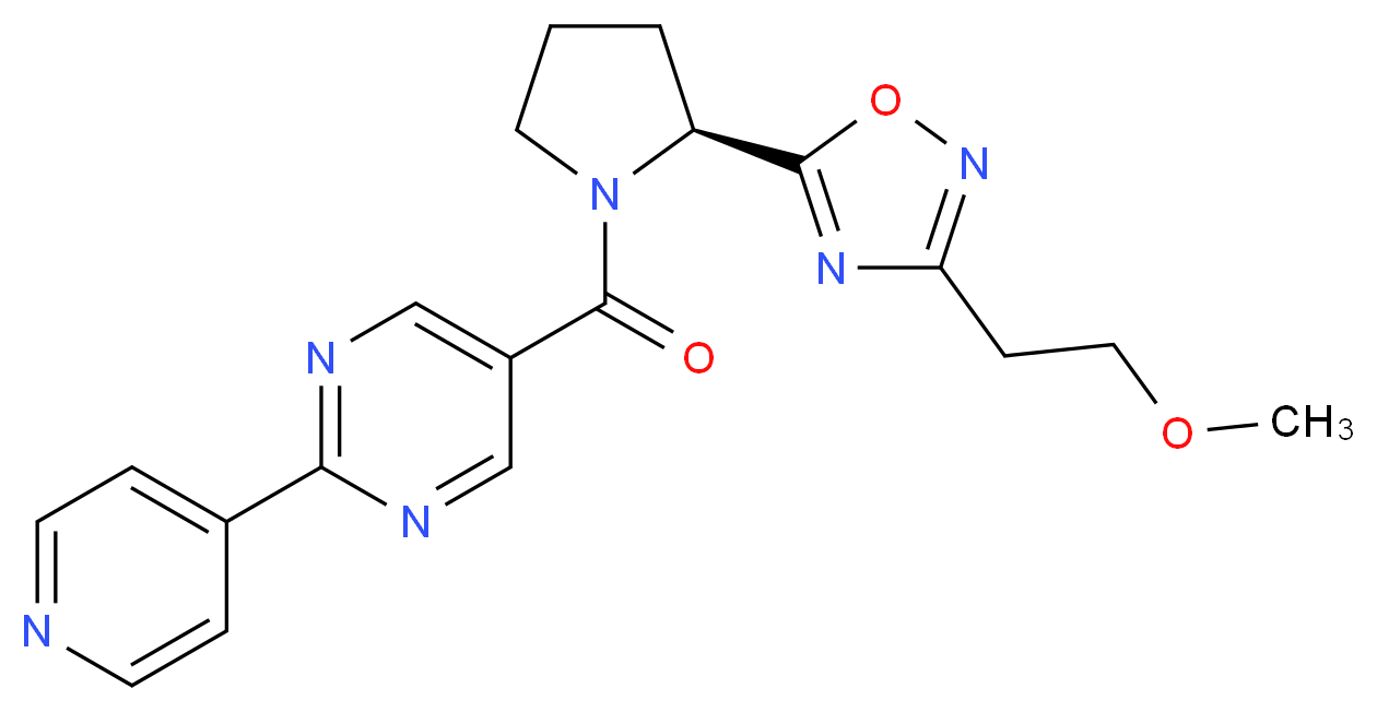 5-({(2S)-2-[3-(2-methoxyethyl)-1,2,4-oxadiazol-5-yl]-1-pyrrolidinyl}carbonyl)-2-(4-pyridinyl)pyrimidine_分子结构_CAS_)