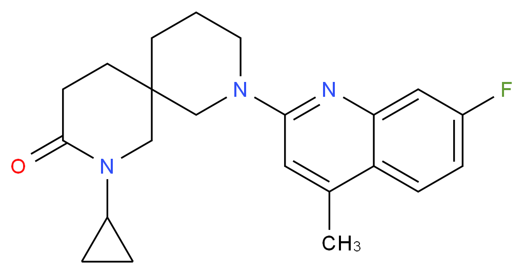 2-cyclopropyl-8-(7-fluoro-4-methyl-2-quinolinyl)-2,8-diazaspiro[5.5]undecan-3-one_分子结构_CAS_)