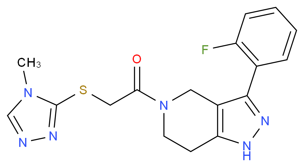 3-(2-fluorophenyl)-5-{[(4-methyl-4H-1,2,4-triazol-3-yl)thio]acetyl}-4,5,6,7-tetrahydro-1H-pyrazolo[4,3-c]pyridine_分子结构_CAS_)