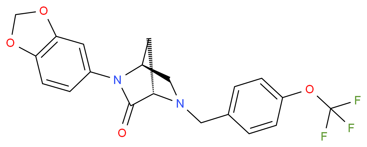 (1S*,4S*)-2-(1,3-benzodioxol-5-yl)-5-[4-(trifluoromethoxy)benzyl]-2,5-diazabicyclo[2.2.1]heptan-3-one_分子结构_CAS_)