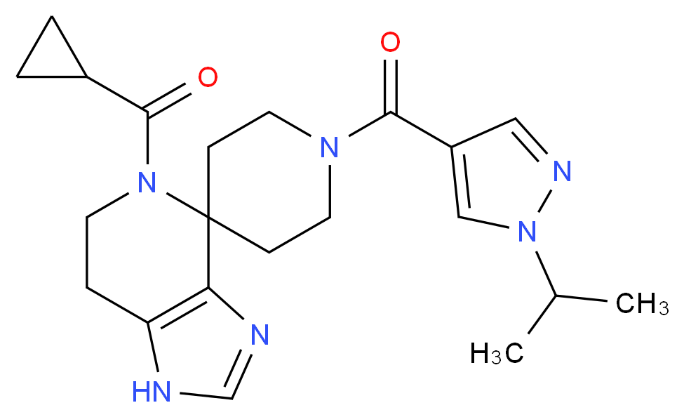 5-(cyclopropylcarbonyl)-1'-[(1-isopropyl-1H-pyrazol-4-yl)carbonyl]-1,5,6,7-tetrahydrospiro[imidazo[4,5-c]pyridine-4,4'-piperidine]_分子结构_CAS_)
