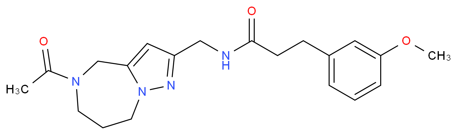 N-[(5-acetyl-5,6,7,8-tetrahydro-4H-pyrazolo[1,5-a][1,4]diazepin-2-yl)methyl]-3-(3-methoxyphenyl)propanamide_分子结构_CAS_)
