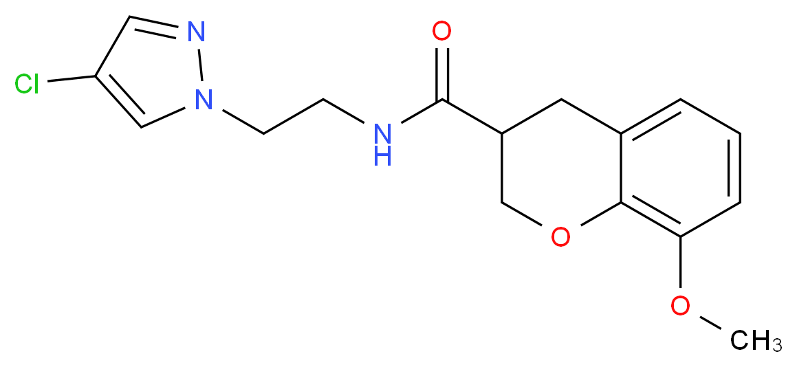 N-[2-(4-chloro-1H-pyrazol-1-yl)ethyl]-8-methoxychromane-3-carboxamide_分子结构_CAS_)