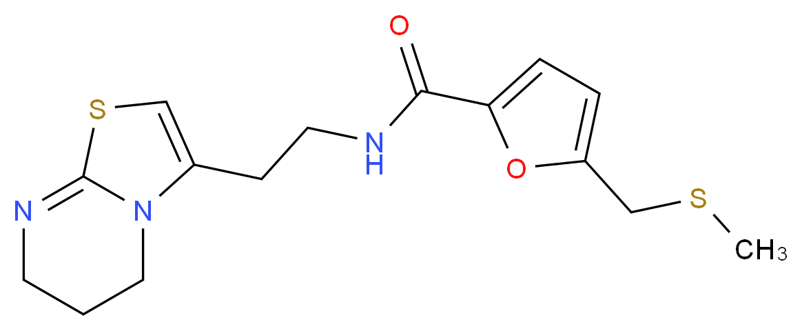 N-[2-(6,7-dihydro-5H-[1,3]thiazolo[3,2-a]pyrimidin-3-yl)ethyl]-5-[(methylthio)methyl]-2-furamide_分子结构_CAS_)