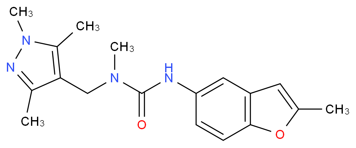 N-methyl-N'-(2-methyl-1-benzofuran-5-yl)-N-[(1,3,5-trimethyl-1H-pyrazol-4-yl)methyl]urea_分子结构_CAS_)