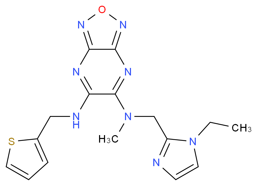 N-[(1-ethyl-1H-imidazol-2-yl)methyl]-N-methyl-N'-(2-thienylmethyl)[1,2,5]oxadiazolo[3,4-b]pyrazine-5,6-diamine_分子结构_CAS_)