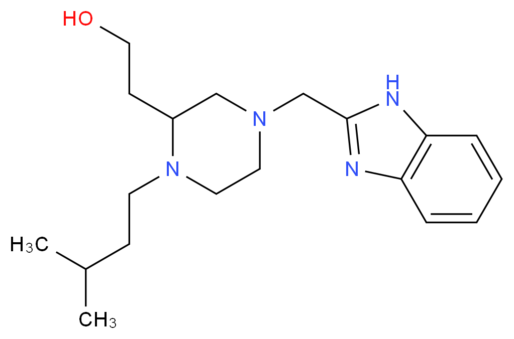 2-[4-(1H-benzimidazol-2-ylmethyl)-1-(3-methylbutyl)-2-piperazinyl]ethanol_分子结构_CAS_)