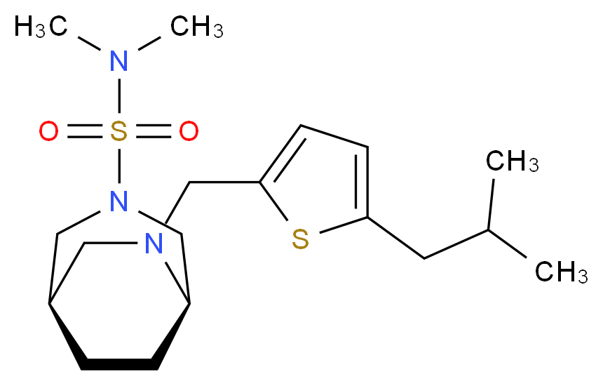 (1R*,5R*)-6-[(5-isobutyl-2-thienyl)methyl]-N,N-dimethyl-3,6-diazabicyclo[3.2.2]nonane-3-sulfonamide_分子结构_CAS_)