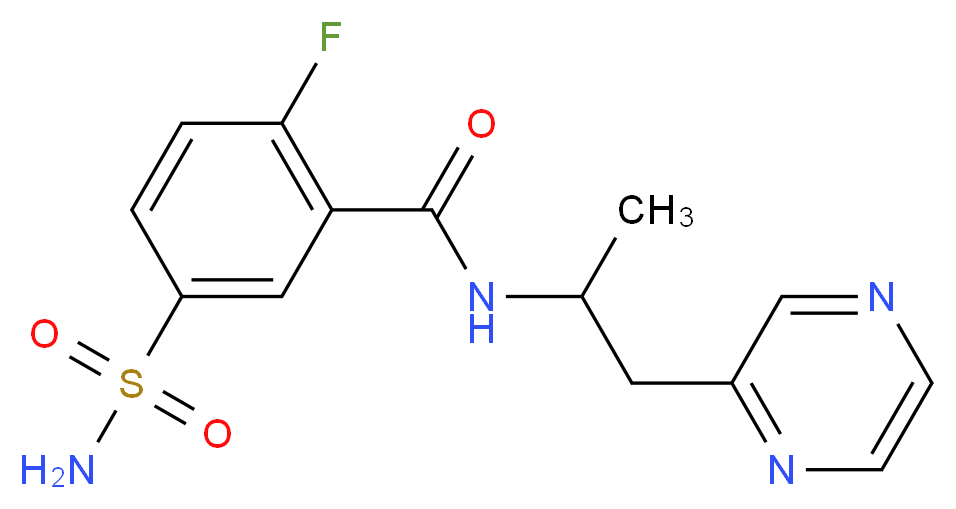 5-(aminosulfonyl)-2-fluoro-N-[1-methyl-2-(2-pyrazinyl)ethyl]benzamide_分子结构_CAS_)