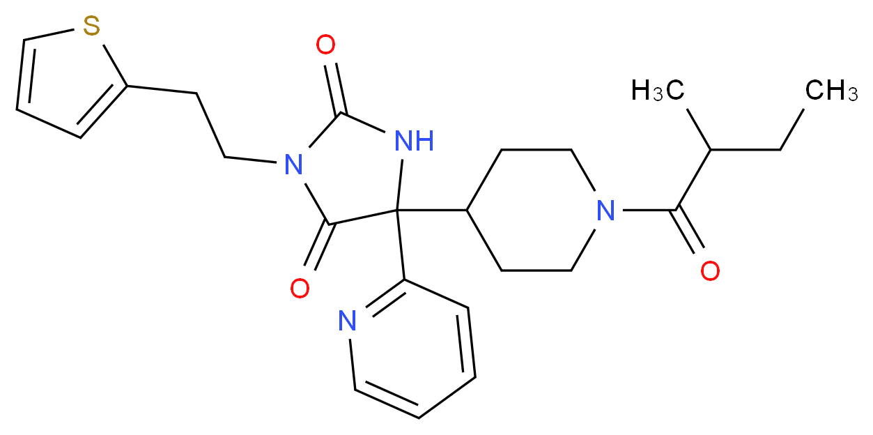 5-[1-(2-methylbutanoyl)-4-piperidinyl]-5-(2-pyridinyl)-3-[2-(2-thienyl)ethyl]-2,4-imidazolidinedione_分子结构_CAS_)