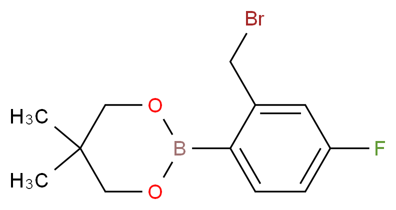 2-[2-(bromomethyl)-4-fluorophenyl]-5,5-dimethyl-1,3,2-dioxaborinane_分子结构_CAS_673456-16-1