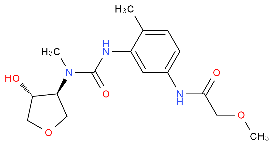 N-[3-({[[(3S*,4R*)-4-hydroxytetrahydrofuran-3-yl](methyl)amino]carbonyl}amino)-4-methylphenyl]-2-methoxyacetamide_分子结构_CAS_)
