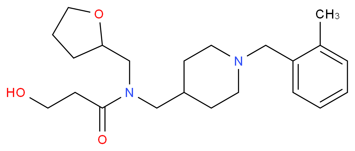 3-hydroxy-N-{[1-(2-methylbenzyl)piperidin-4-yl]methyl}-N-(tetrahydrofuran-2-ylmethyl)propanamide_分子结构_CAS_)