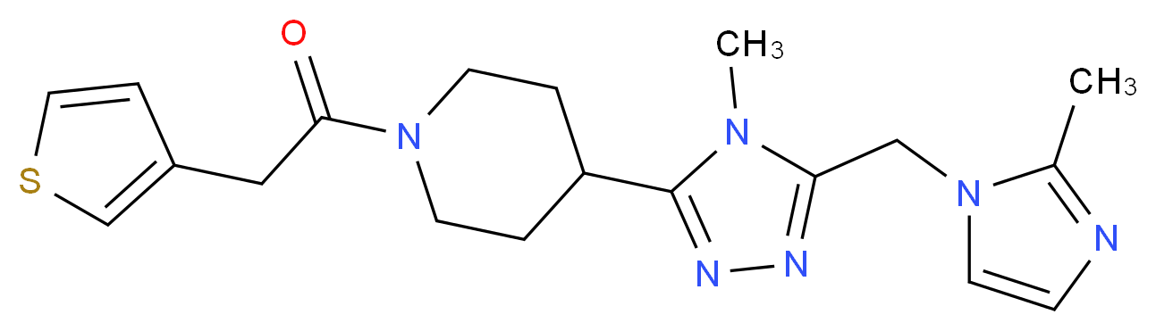 4-{4-methyl-5-[(2-methyl-1H-imidazol-1-yl)methyl]-4H-1,2,4-triazol-3-yl}-1-(3-thienylacetyl)piperidine_分子结构_CAS_)