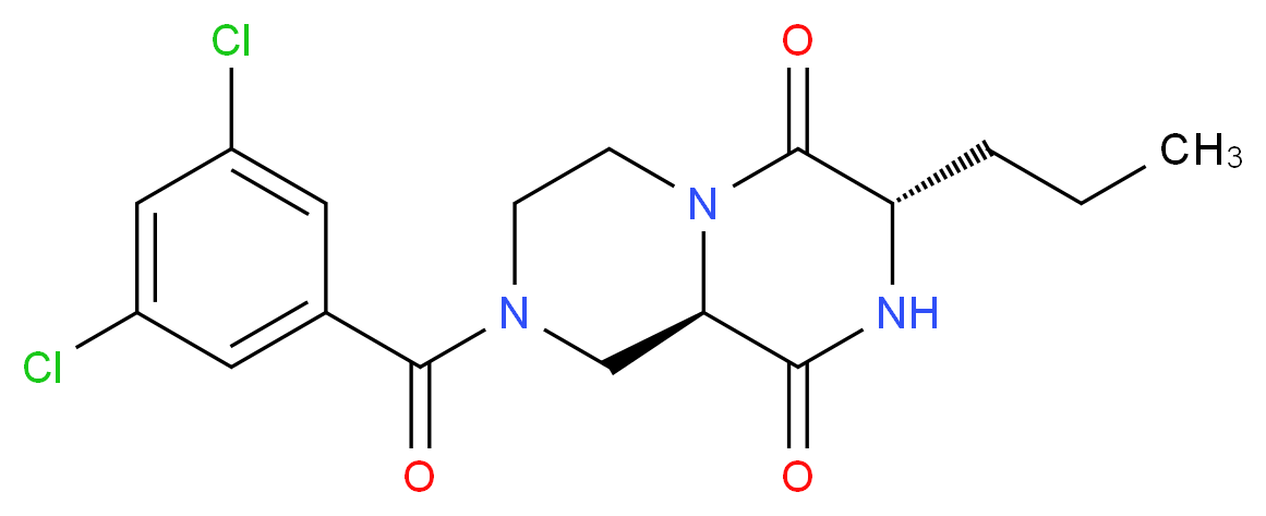 (3S,9aR)-8-(3,5-dichlorobenzoyl)-3-propyltetrahydro-2H-pyrazino[1,2-a]pyrazine-1,4(3H,6H)-dione_分子结构_CAS_)