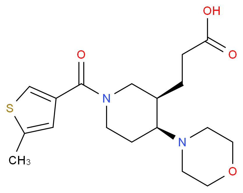 3-{(3R*,4S*)-1-[(5-methyl-3-thienyl)carbonyl]-4-morpholin-4-ylpiperidin-3-yl}propanoic acid_分子结构_CAS_)
