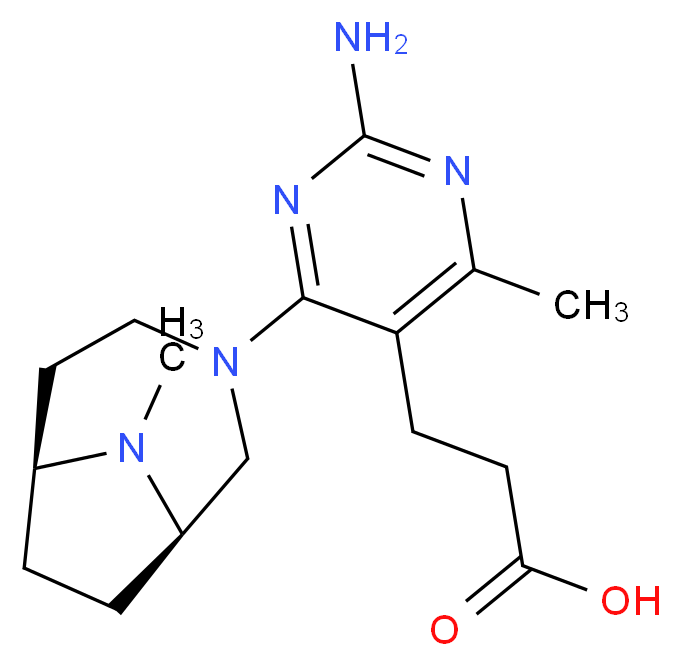 3-{2-amino-4-methyl-6-[(1R*,6S*)-9-methyl-3,9-diazabicyclo[4.2.1]non-3-yl]pyrimidin-5-yl}propanoic acid_分子结构_CAS_)