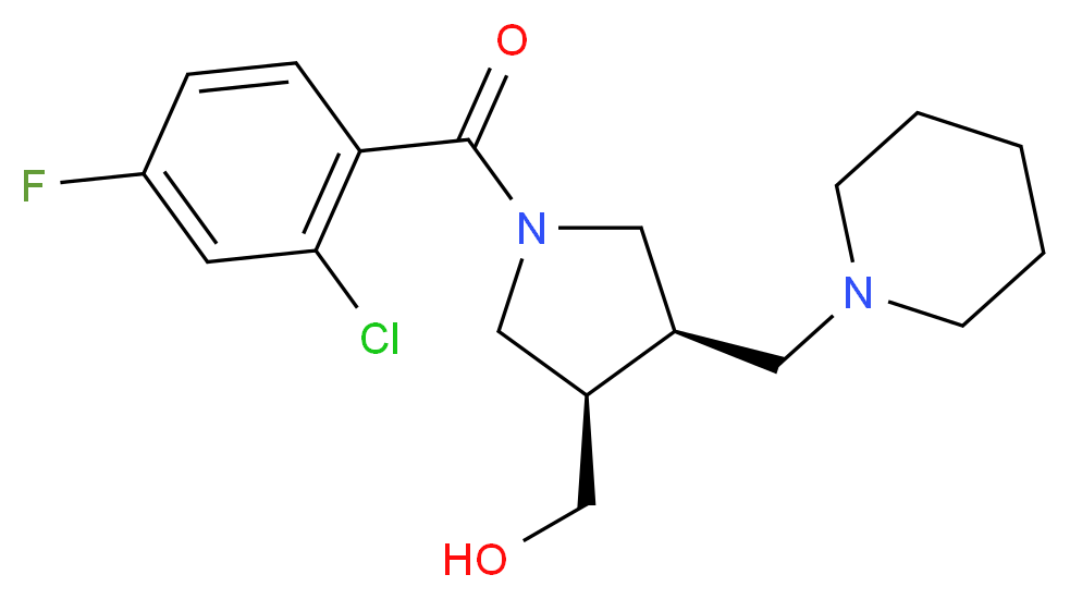 [(3R*,4R*)-1-(2-chloro-4-fluorobenzoyl)-4-(piperidin-1-ylmethyl)pyrrolidin-3-yl]methanol_分子结构_CAS_)