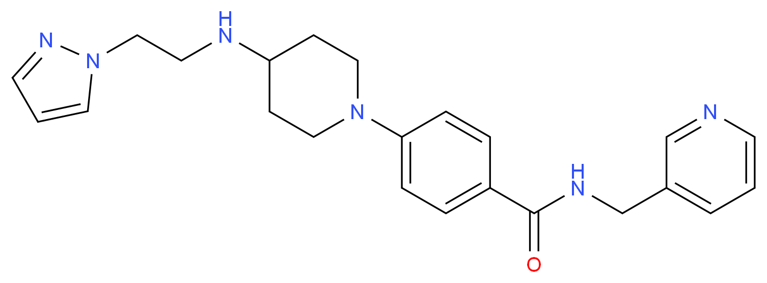 4-(4-{[2-(1H-pyrazol-1-yl)ethyl]amino}-1-piperidinyl)-N-(3-pyridinylmethyl)benzamide_分子结构_CAS_)