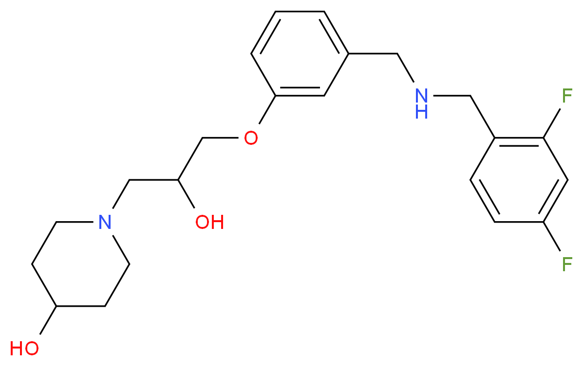 1-[3-(3-{[(2,4-difluorobenzyl)amino]methyl}phenoxy)-2-hydroxypropyl]-4-piperidinol_分子结构_CAS_)