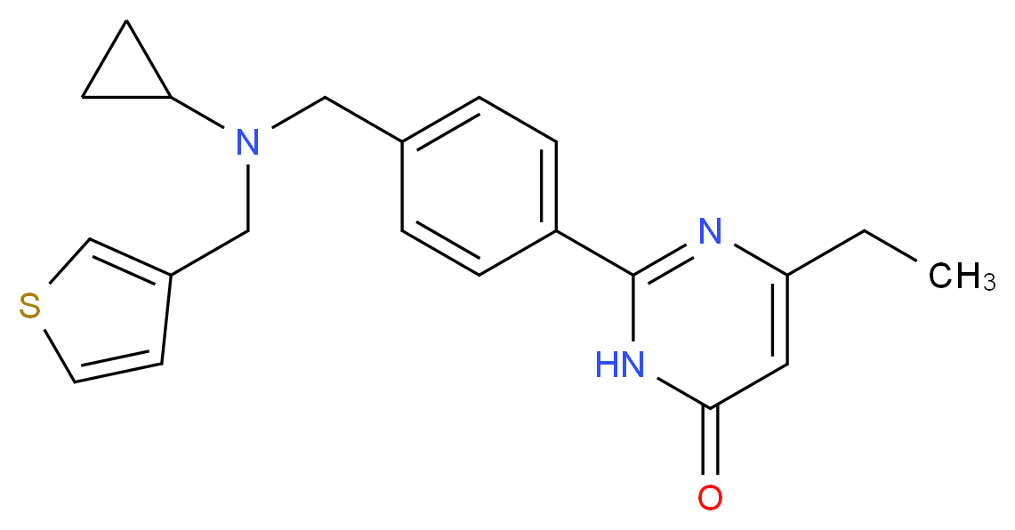 2-(4-{[cyclopropyl(3-thienylmethyl)amino]methyl}phenyl)-6-ethylpyrimidin-4(3H)-one_分子结构_CAS_)