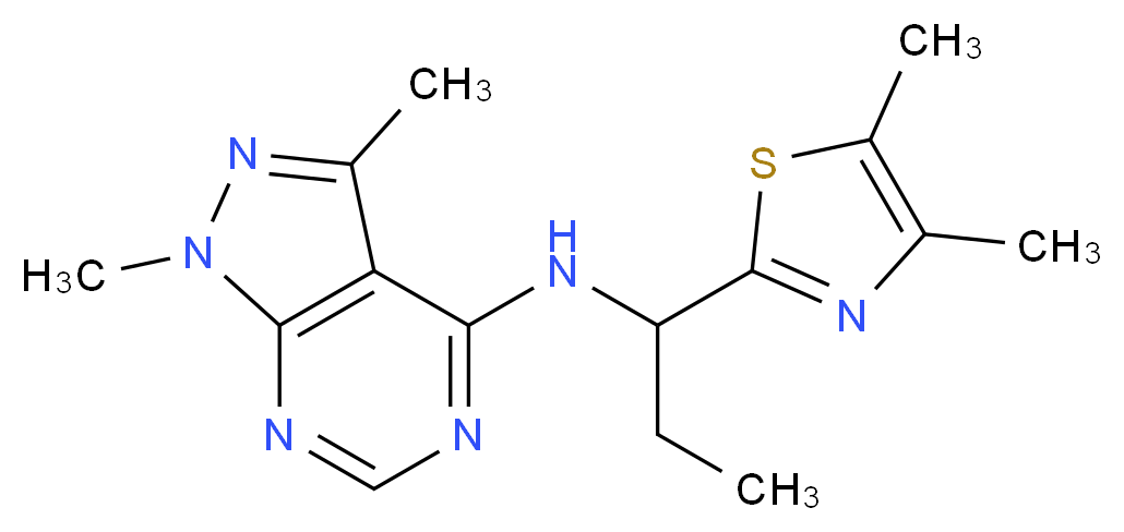 N-[1-(4,5-dimethyl-1,3-thiazol-2-yl)propyl]-1,3-dimethyl-1H-pyrazolo[3,4-d]pyrimidin-4-amine_分子结构_CAS_)