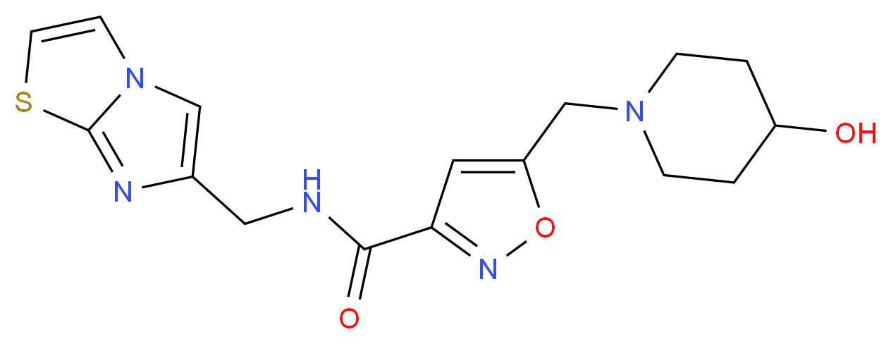 5-[(4-hydroxypiperidin-1-yl)methyl]-N-(imidazo[2,1-b][1,3]thiazol-6-ylmethyl)isoxazole-3-carboxamide_分子结构_CAS_)