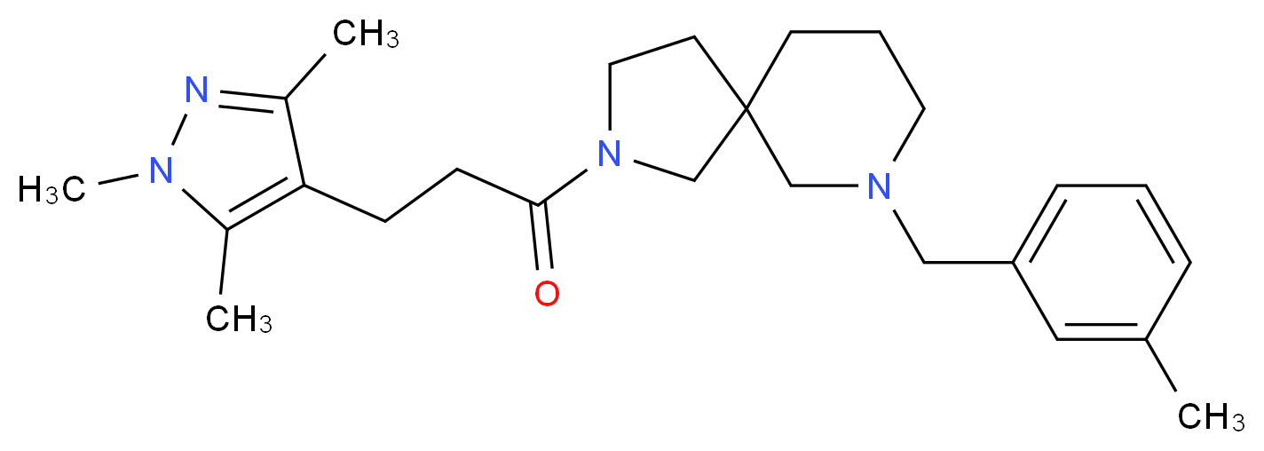 7-(3-methylbenzyl)-2-[3-(1,3,5-trimethyl-1H-pyrazol-4-yl)propanoyl]-2,7-diazaspiro[4.5]decane_分子结构_CAS_)