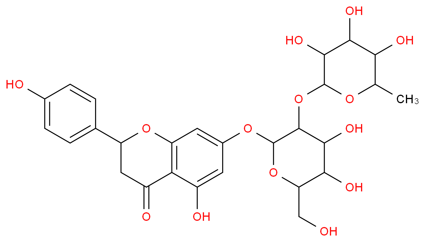 7-{[4,5-dihydroxy-6-(hydroxymethyl)-3-[(3,4,5-trihydroxy-6-methyloxan-2-yl)oxy]oxan-2-yl]oxy}-5-hydroxy-2-(4-hydroxyphenyl)-3,4-dihydro-2H-1-benzopyran-4-one_分子结构_CAS_10236-47-2