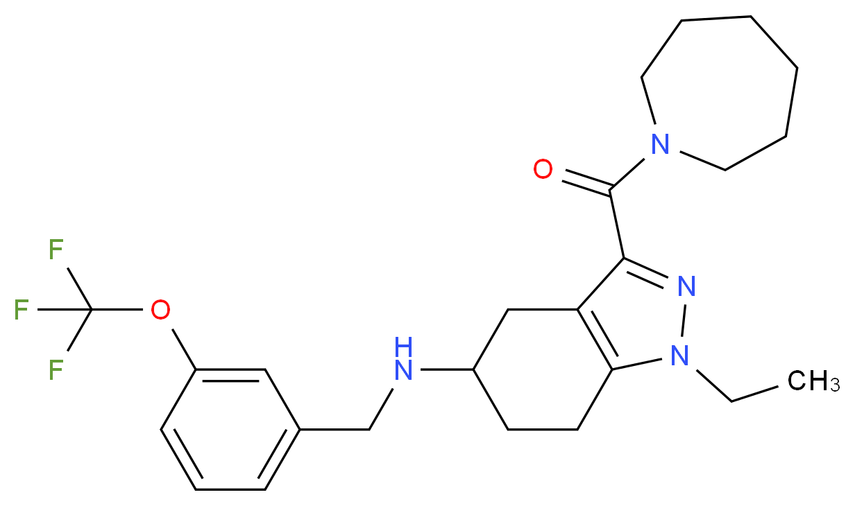 3-(1-azepanylcarbonyl)-1-ethyl-N-[3-(trifluoromethoxy)benzyl]-4,5,6,7-tetrahydro-1H-indazol-5-amine_分子结构_CAS_)