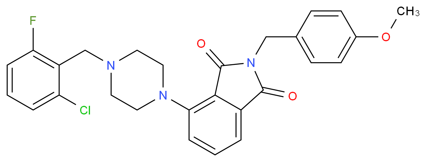 4-[4-(2-chloro-6-fluorobenzyl)-1-piperazinyl]-2-(4-methoxybenzyl)-1H-isoindole-1,3(2H)-dione_分子结构_CAS_)