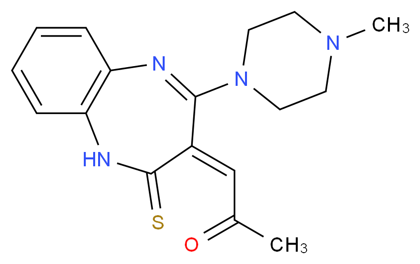 1-[(3Z)-4-(4-methylpiperazin-1-yl)-2-sulfanylidene-2,3-dihydro-1H-1,5-benzodiazepin-3-ylidene]propan-2-one_分子结构_CAS_1017241-36-9