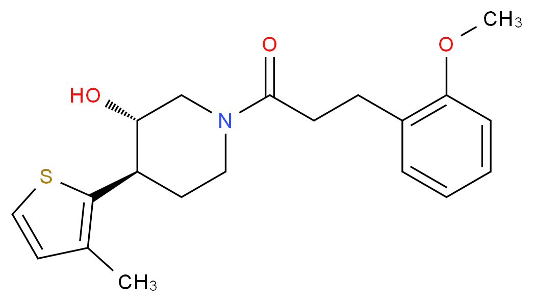 (3S*,4R*)-1-[3-(2-methoxyphenyl)propanoyl]-4-(3-methyl-2-thienyl)piperidin-3-ol_分子结构_CAS_)