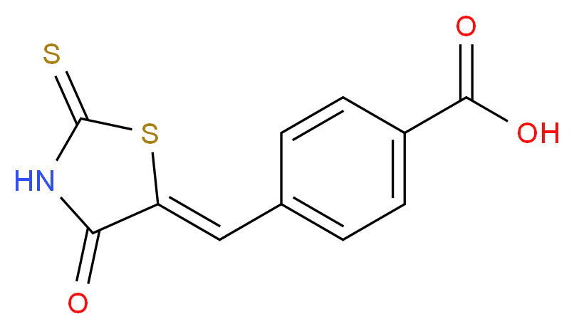 4-{[(5Z)-4-oxo-2-sulfanylidene-1,3-thiazolidin-5-ylidene]methyl}benzoic acid_分子结构_CAS_103987-82-2