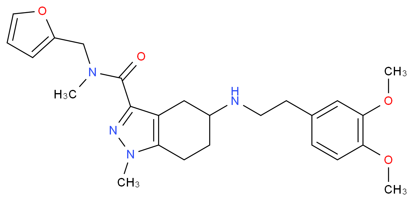 5-{[2-(3,4-dimethoxyphenyl)ethyl]amino}-N-(2-furylmethyl)-N,1-dimethyl-4,5,6,7-tetrahydro-1H-indazole-3-carboxamide_分子结构_CAS_)