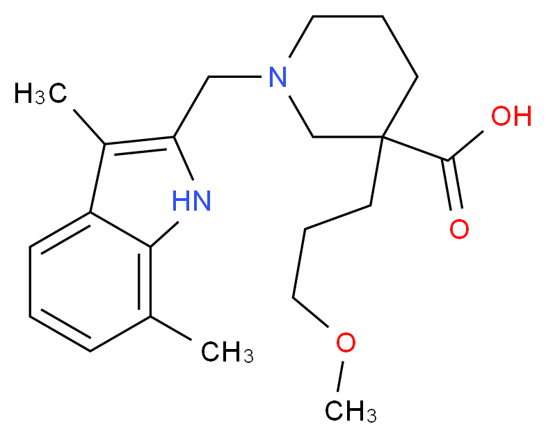 1-[(3,7-dimethyl-1H-indol-2-yl)methyl]-3-(3-methoxypropyl)piperidine-3-carboxylic acid_分子结构_CAS_)