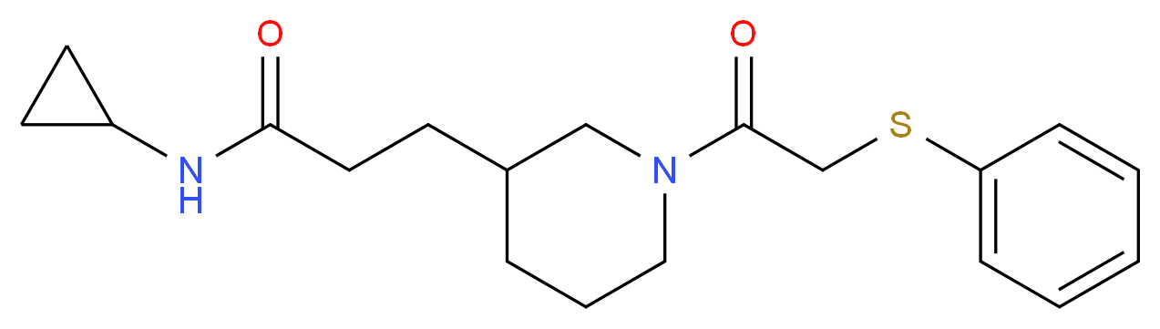 N-cyclopropyl-3-{1-[(phenylthio)acetyl]-3-piperidinyl}propanamide_分子结构_CAS_)
