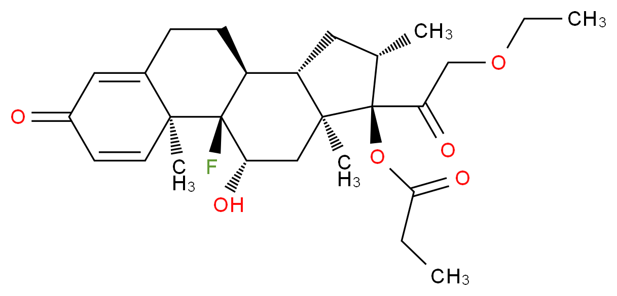 (1R,2S,10S,11S,13S,14R,15S,17S)-14-(2-ethoxyacetyl)-1-fluoro-17-hydroxy-2,13,15-trimethyl-5-oxotetracyclo[8.7.0.0<sup>2</sup>,<sup>7</sup>.0<sup>1</sup><sup>1</sup>,<sup>1</sup><sup>5</sup>]heptadeca-3,6-dien-14-yl propanoate_分子结构_CAS_123013-29-6