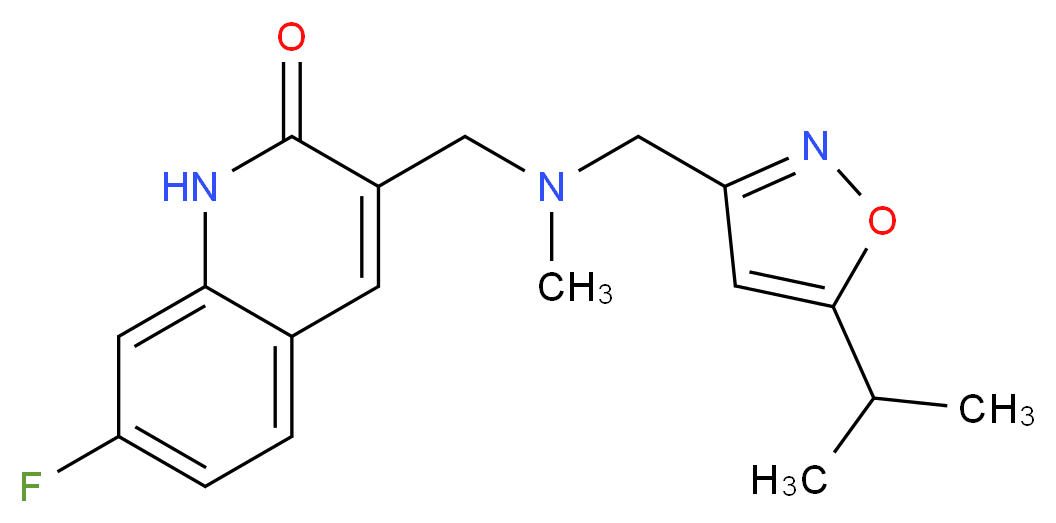 7-fluoro-3-{[[(5-isopropylisoxazol-3-yl)methyl](methyl)amino]methyl}quinolin-2(1H)-one_分子结构_CAS_)