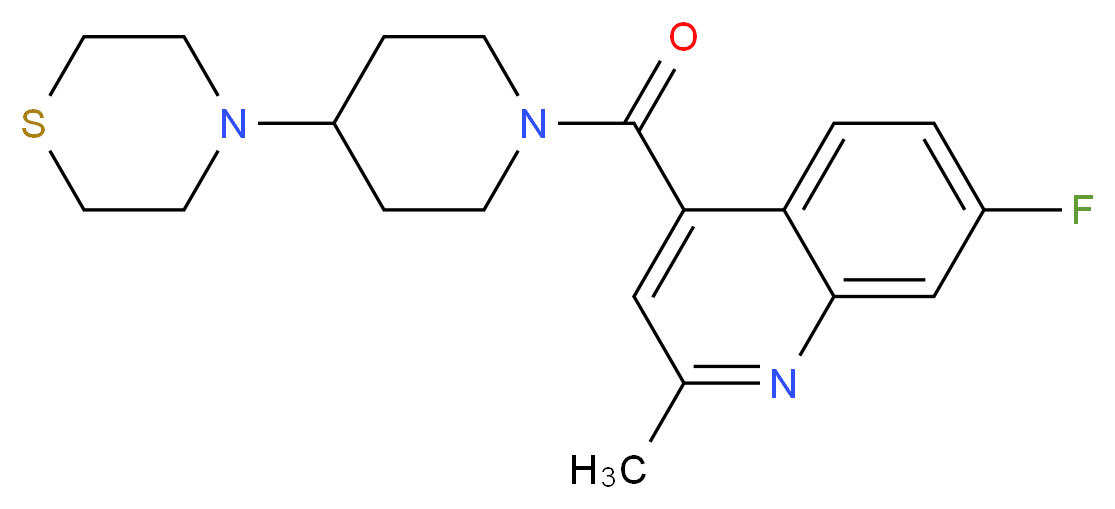 7-fluoro-2-methyl-4-[(4-thiomorpholin-4-ylpiperidin-1-yl)carbonyl]quinoline_分子结构_CAS_)