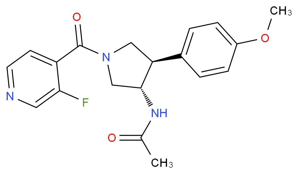 N-[(3S*,4R*)-1-(3-fluoroisonicotinoyl)-4-(4-methoxyphenyl)-3-pyrrolidinyl]acetamide_分子结构_CAS_)