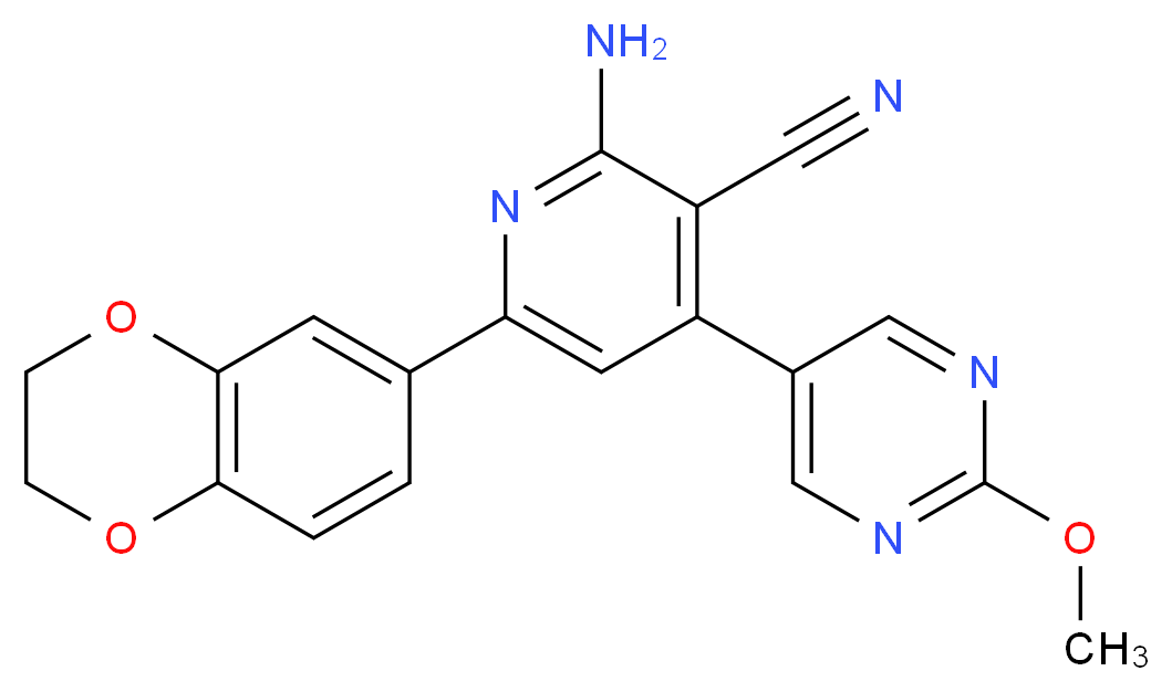 2-amino-6-(2,3-dihydro-1,4-benzodioxin-6-yl)-4-(2-methoxypyrimidin-5-yl)nicotinonitrile_分子结构_CAS_)