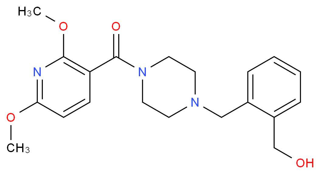 [2-({4-[(2,6-dimethoxypyridin-3-yl)carbonyl]piperazin-1-yl}methyl)phenyl]methanol_分子结构_CAS_)