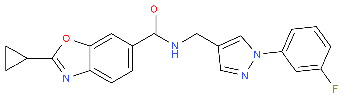 2-cyclopropyl-N-{[1-(3-fluorophenyl)-1H-pyrazol-4-yl]methyl}-1,3-benzoxazole-6-carboxamide_分子结构_CAS_)